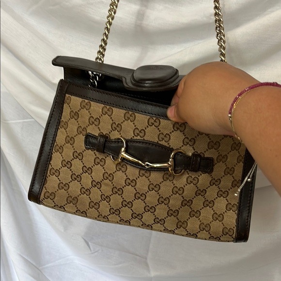 Gucci Brown and Tan Shoulder Bag with Chain Strap - Picture 8 of 16